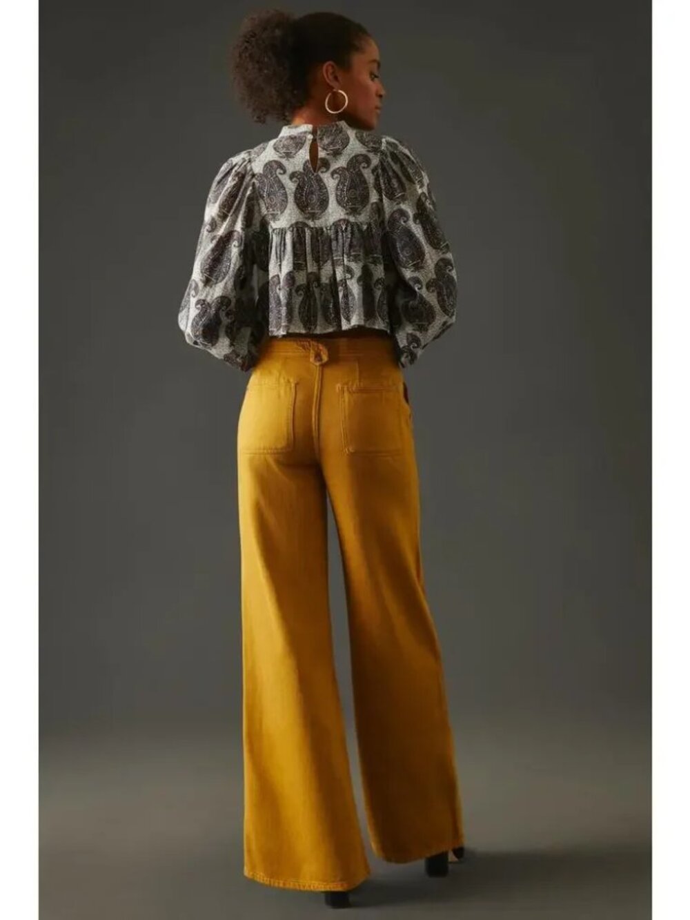 PILCRO 26 Golden Low Rise Column Pant Trousers Wide Leg
